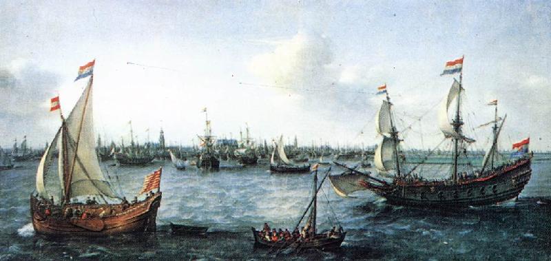 VROOM, Hendrick Cornelisz. The Harbour in Amsterdam we Sweden oil painting art